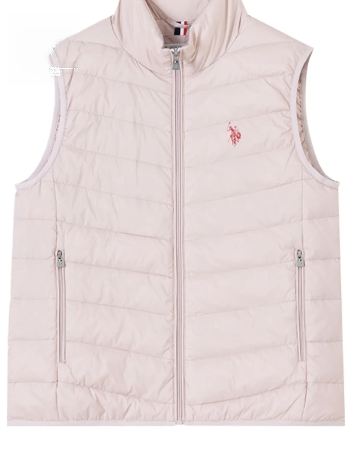 سترة شتوية نسائية من US  Association سترة دافئة بدون أكمام ملابس خارجية بنمط مسيرة بلون نقي وياقة ثابتة وسحاب