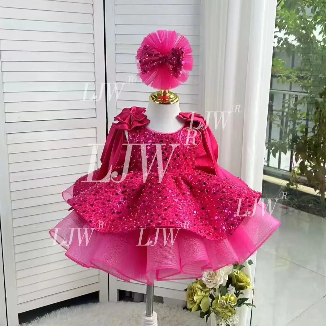 Dreams Hot Pink Sequin Flower Girl Dress Toddler Girl Birthday Party Tutu Dress Gorgeous Girls' Christmas Performance Princess F