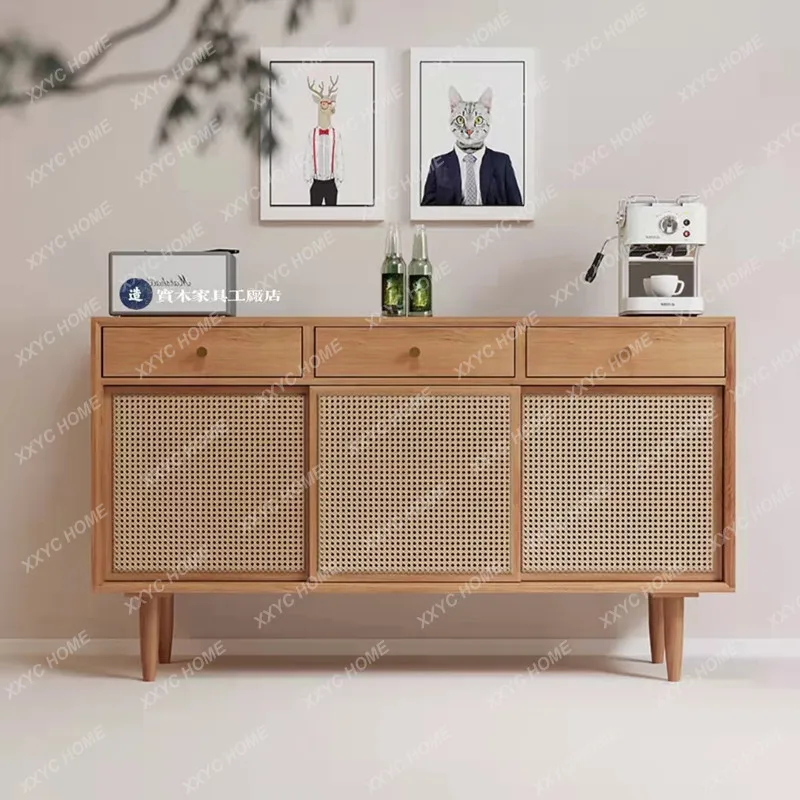 XXSolid wood dining side cabinet Modern simple locker  entrance cabinet Living room tea storage cabinet