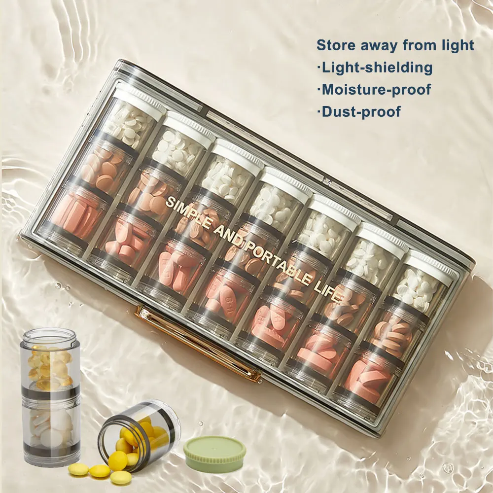 

7 Days Pill Box Portable Medicine Case 3/21Grids Pills Container Transparent Sealed Storage Travel Vitamin Splitter Organizer