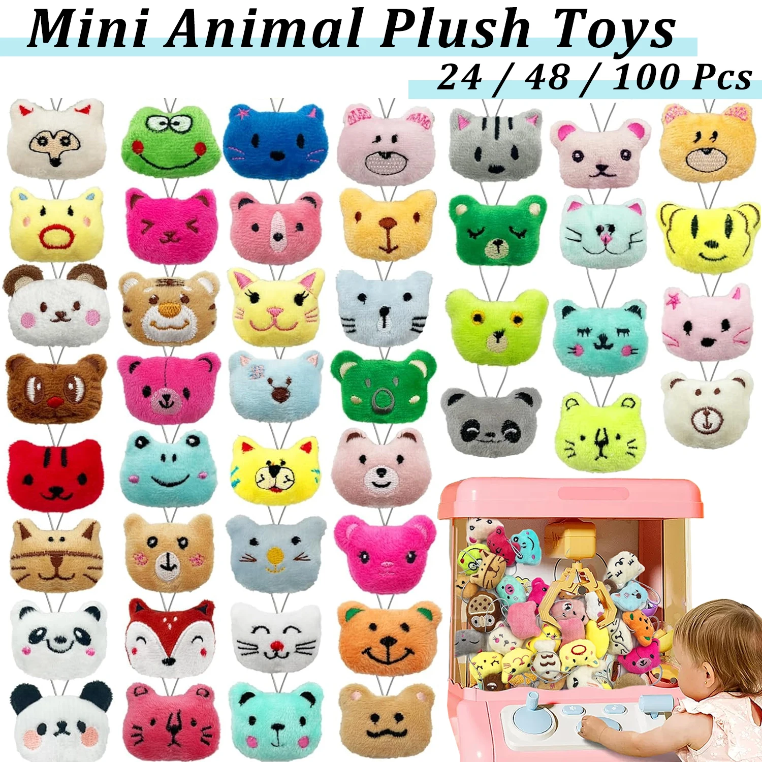 

24-100Pcs Mini Animal Plush Toys Set Cute Small Animal Stuffed Toy Keychain for Party Favors for Goody Bag Easter Egg Stuffers