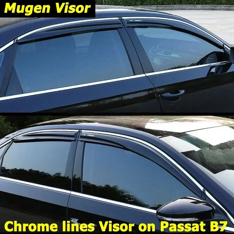 Mugen Style WIndow Visor For VW Passat B6 B7 B8 B9  Sedan 3D Awnings Shelters Vent Shades Sun Rain Deflector Not fit Wagon