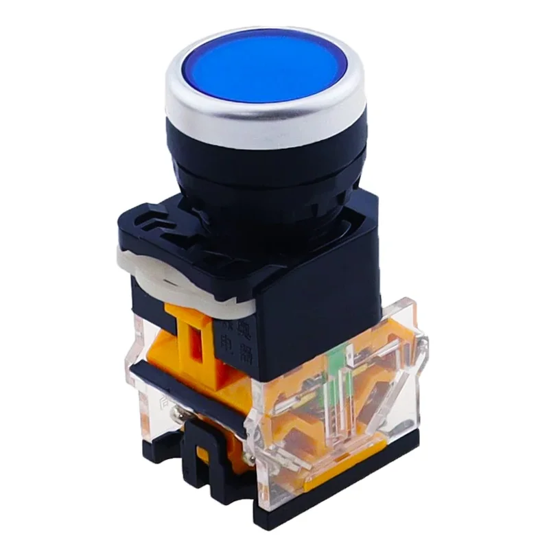 ON-OFF لحظة/الإغلاق مفتاح بـزر دفع 22 مللي متر 4 مسامير دائرية صغيرة الحجم شقة لوحة مستديرة انقطاع LA38-11BN LA38-11BNZS #2