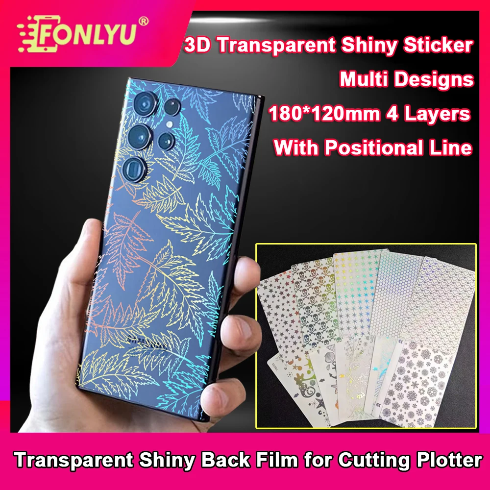 

FONLYU 3D Glitter Back Film For Cutting Machine Transparent Hydrogel Film Decorative Back Cover Sticker iPhone Screen Protector