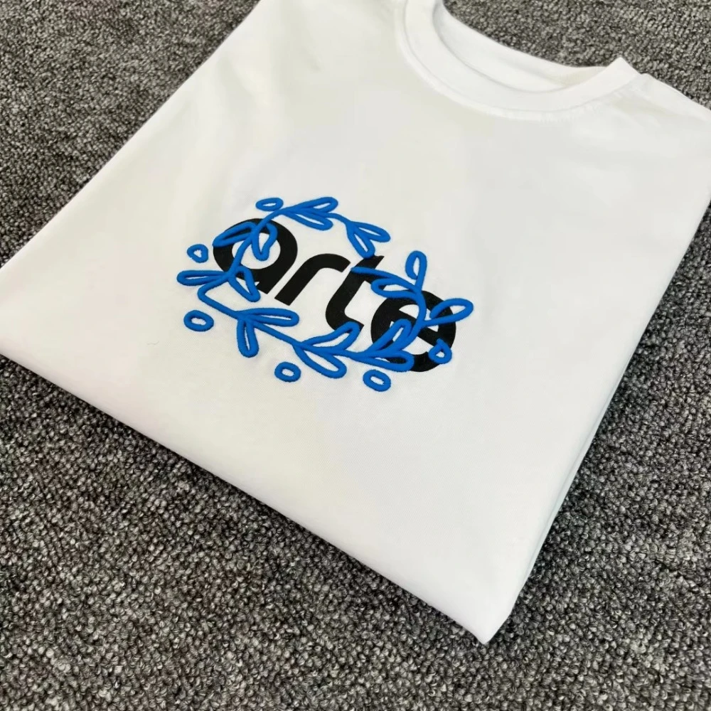 

Summer White Arte Flower Wreath Printed T Shirt Men and Women Best Quality Short Sleeve T-shirt Top Unisex Tees