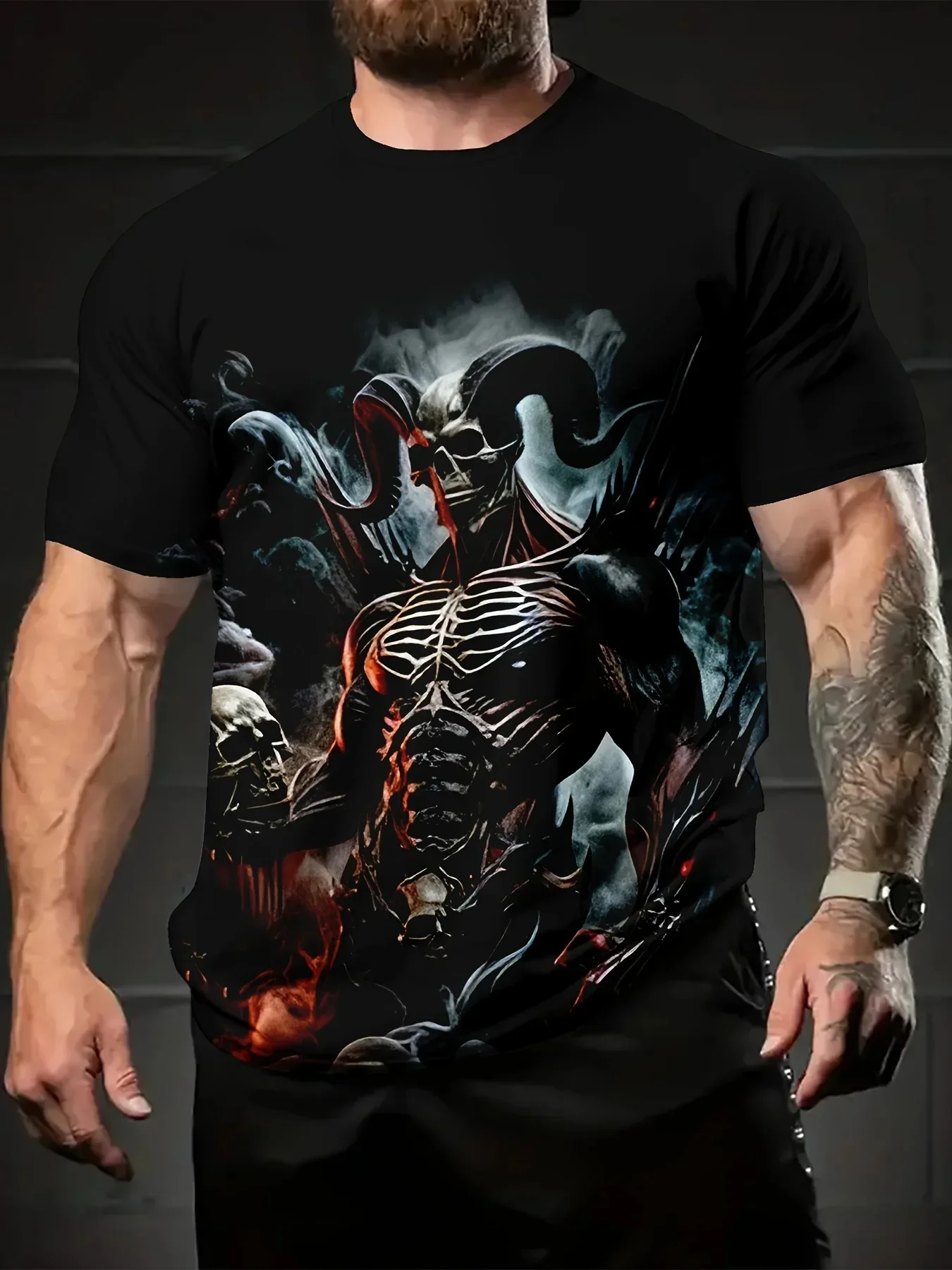 Trendy Cool Men's Wolf Pack Full Moon 3D Print T-Shirt Howling Wolf Graphic Crew Neck Short Sleeve Fashion Men Streetwear Tee