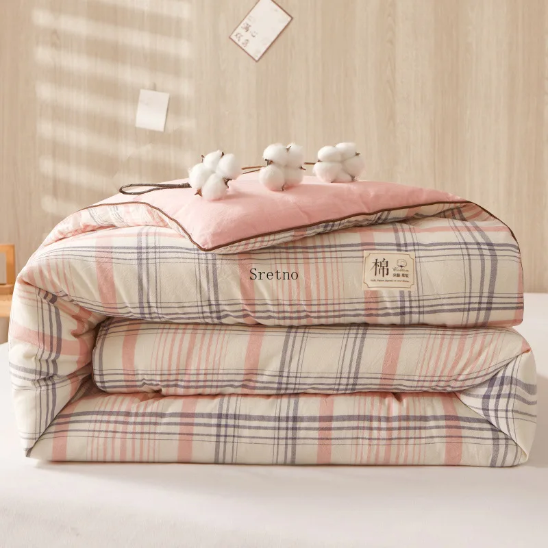 SRETNO New 100% Cotton Quilt Comforter Soft and Comfortable Four Seasons Bedding Handmade Duvet Core Winter Thicken Bedding set