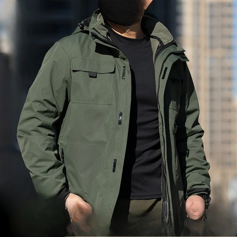 Anken Outdoor Tactical 3-in-1 Jacket Men's Winter Windproof Waterproof Soft Shell Jacket Removable Two-piece Set
