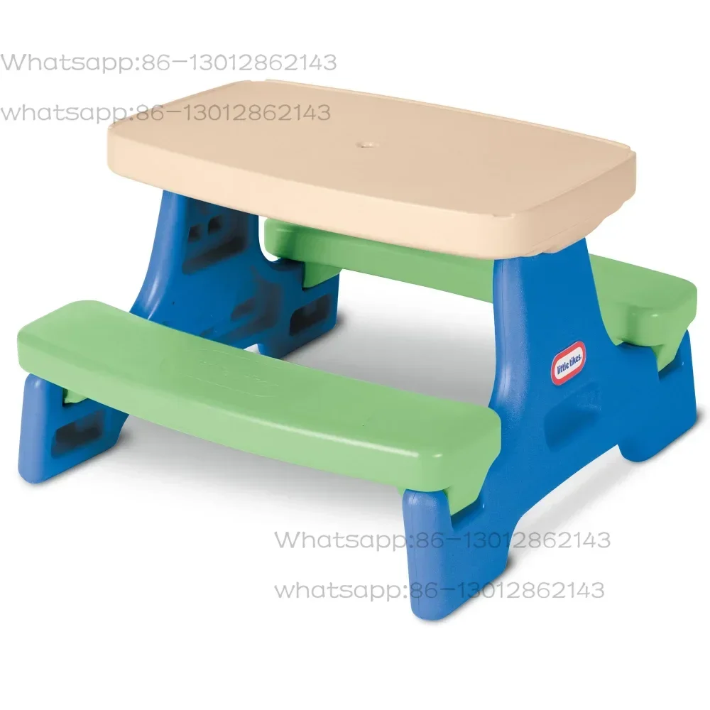 

2025 hit product Picnic Table with Umbrella, Blue & Green - Play Table with Umbrella, for Kids