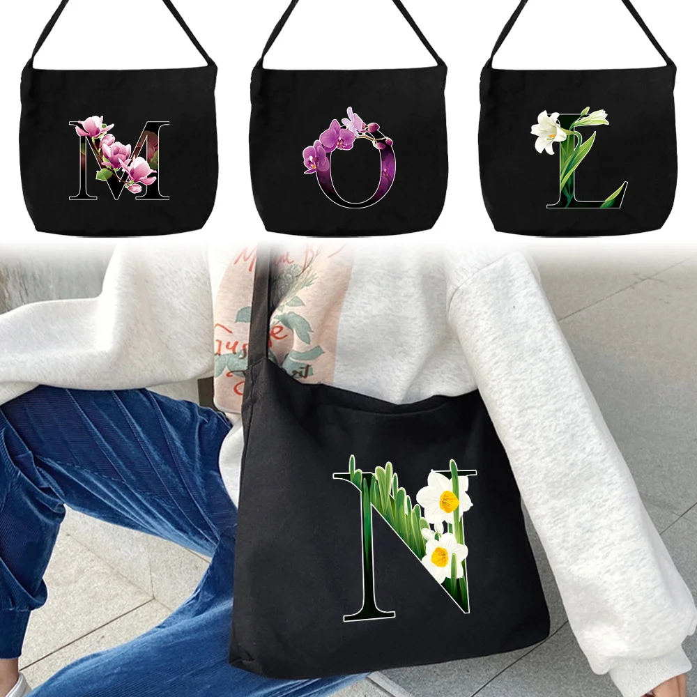 New Women One Shoulder Bag Environmentally Friendly Canvas Material One Shoulder Flower Color Series Storage Bags Travel Handbag