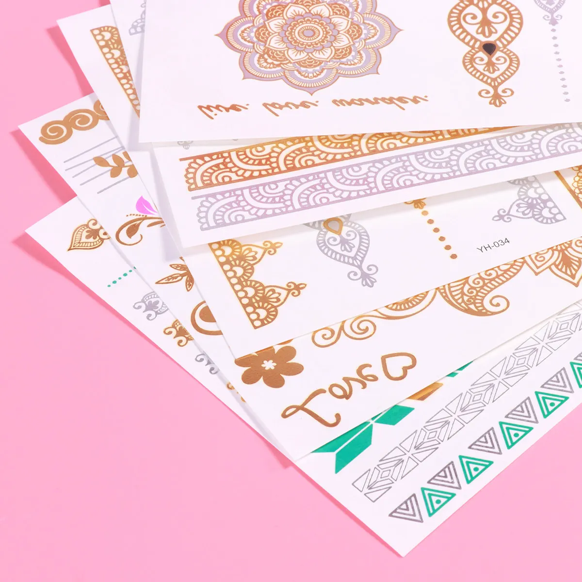 

5pcs Gold Foil Temporary Tattoos Stickers Creative Design For Wrist Ankle Arm Hand Nail Decor Elephant Body Art Disposable