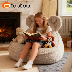 OTAUTAU Cute Kids Bean Bag Cover Without Filler for Children Thick Soft Faux Cashmere Fleece Beanbag Pouf Lazy Puff Chair SF157