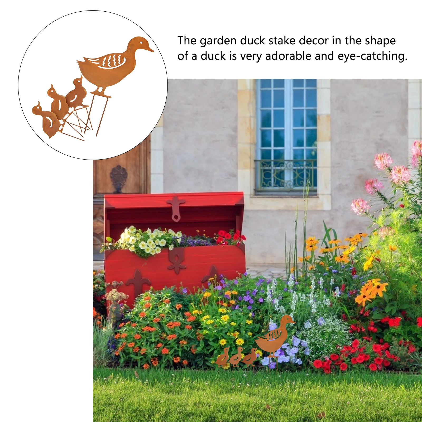

Metal Hollow Duck Decoration Stake Animal Ornament Lawn Yard Sign Outdoor Durable Wear-Resistant Garden Accessories Decorative