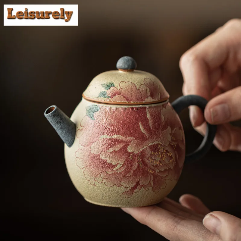 

170ml Blue And White Flint Red Dragon Egg Peony Teapot Zen Tea Infuser Pot Tea Brewing Kettle With Ball Hole Tea Items Craft