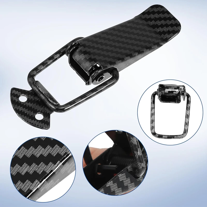 Large Carbon Fiber Quick Release Hood Pins, Universal Car Bumper Fender Tailgate Hook Lock Clips