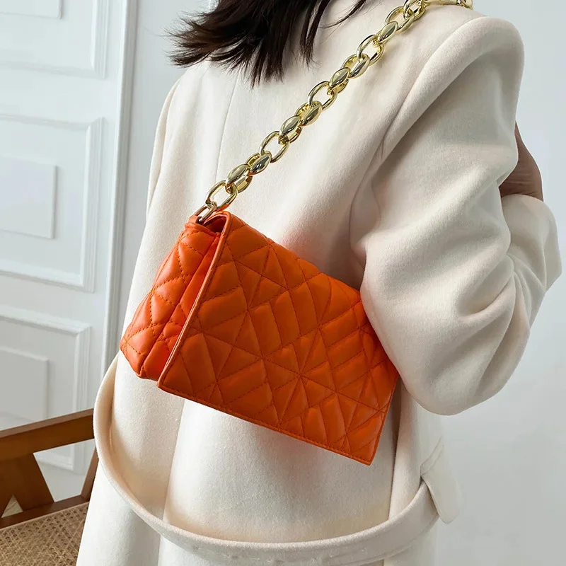 New Women's Thick Chain Quilted Shoulder Purses And Handbag Fashion Women Clutch s Ladies Hand Underarm Bag