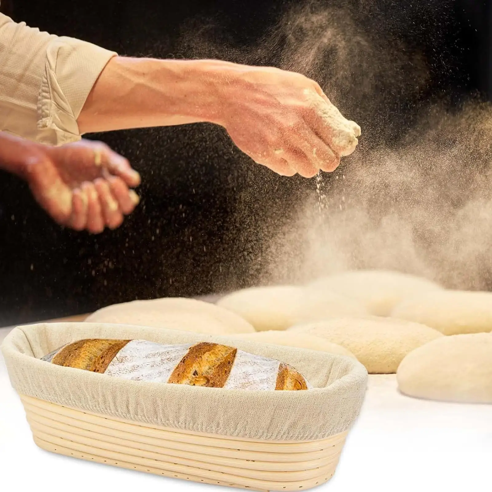 Handmade Rattan Bread Proofing Basket Natural Fermentation Sourdough Bannetons Bread Basket Dough Rattan Wicker Baking Bowl