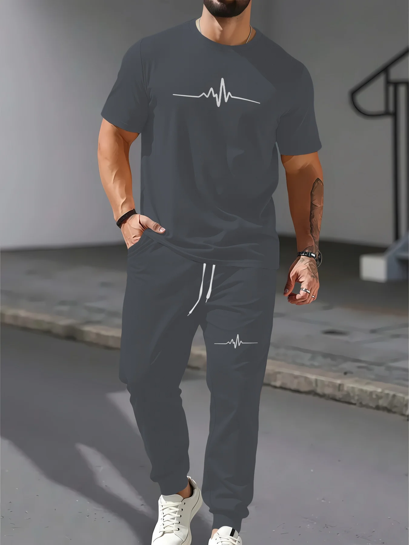 

The 2025 summer new men's suit features a casual and simple style soft and skin-friendly outdoor men's wear