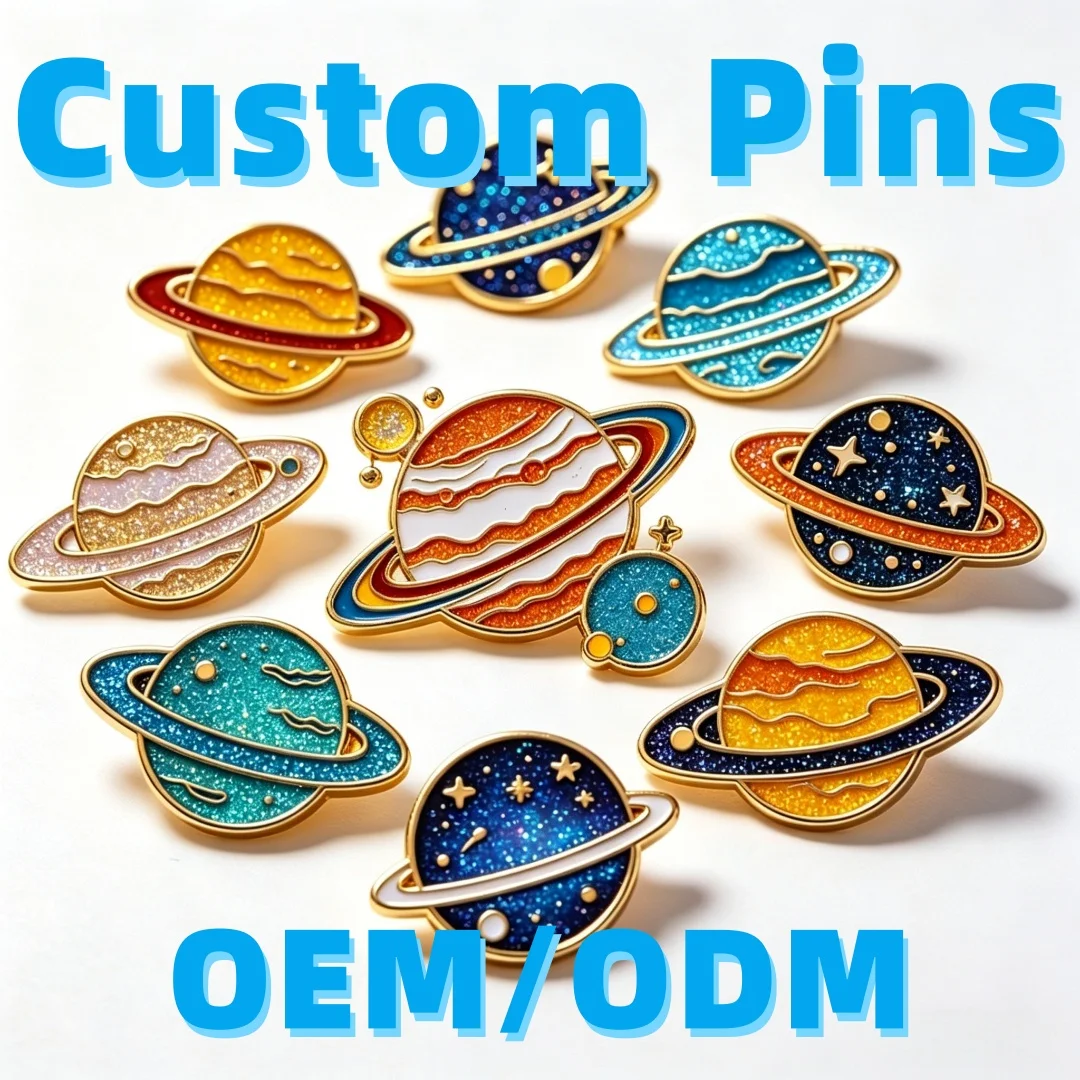 Custom Planet Enamel Pins Personalized Galaxy Saturn Space Lapel Badge Brooch Customized Metal Pins DIY Logo OEM ODM Gift
