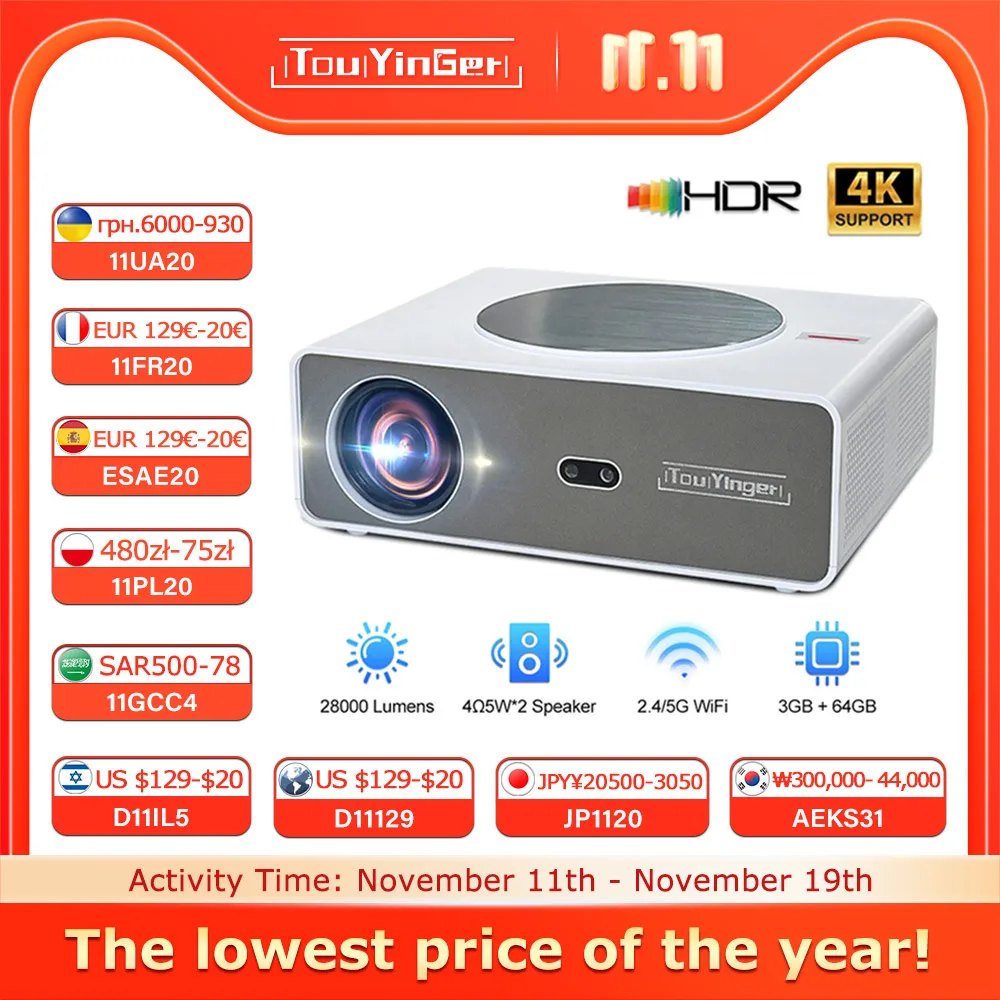 

Touyinger Q11 projector 4K 8K led home theater electronics video games