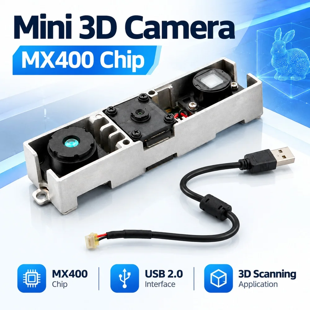 Mini 3D Camera MX400 Chip USB2.0 Horizontal 58.4 Degrees Vertical 45.5 Degrees for Robot 3D Scanning Robotic Arm Grabbing