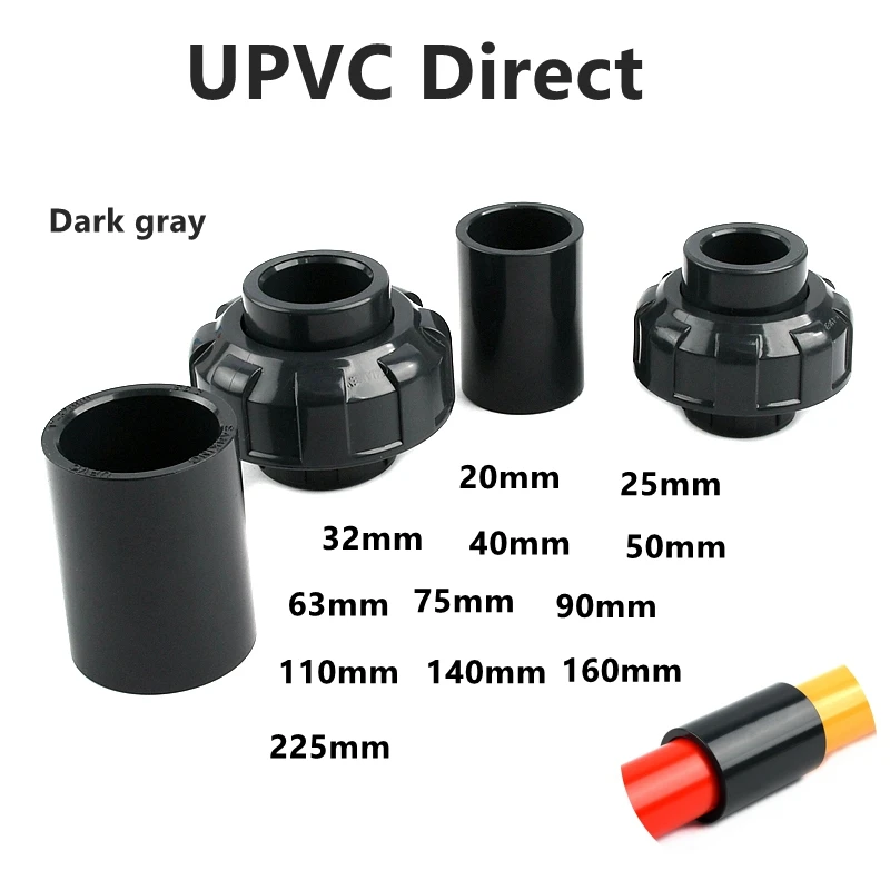 

1PC 20-110mm UPVC Pipe Union Direct Connector Garden Irrigation Joints Aquarium Accessories Water Pipe Fittings UPVC Direct