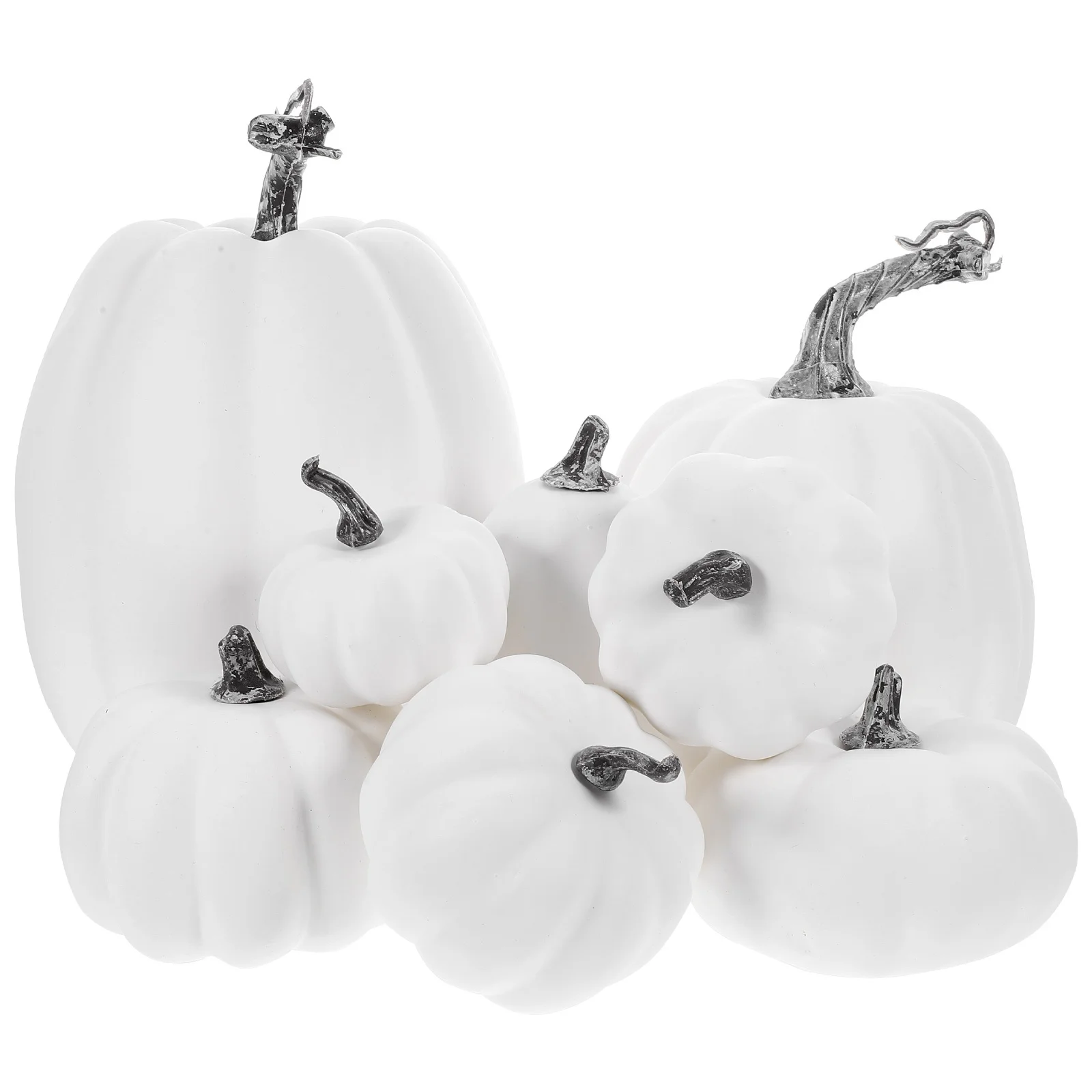 

8pcs Artificial White Pumpkins Decorative Foam Pumpkin Models For Diy Halloween Fall Party Decorations Harvest Festival