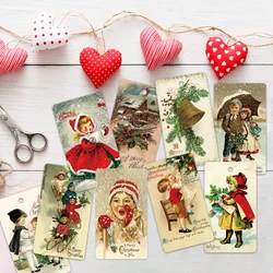 50pcs Vintage Christmas Gift Tags with 10 Hemp Rope,Merry Christmas Name Tags for Festival Decorative,Christmas Presents Labels