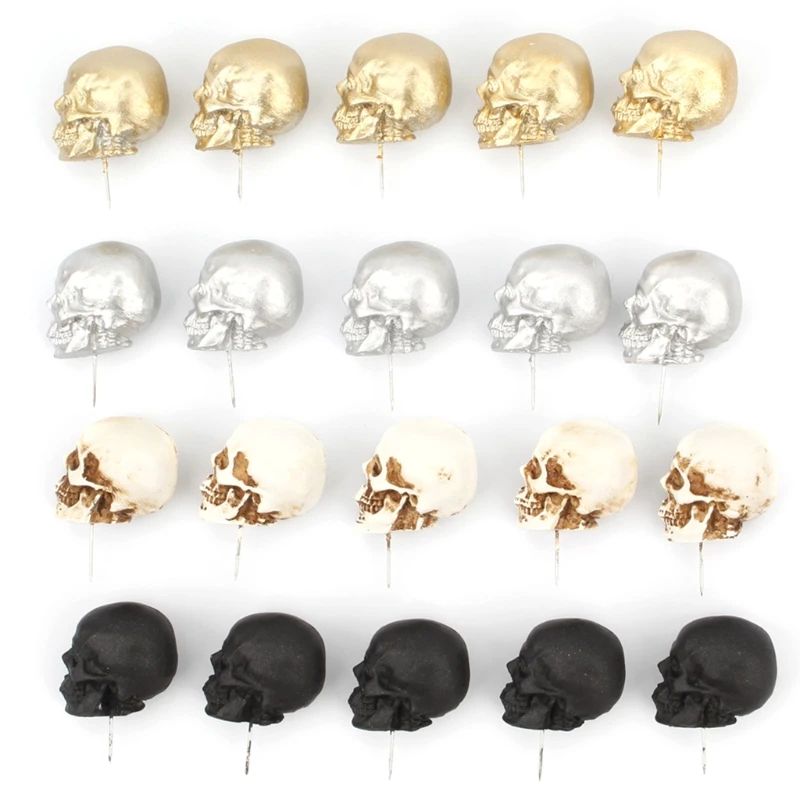 5 ชิ้น/กล่อง Resin Skull Thumbtack Drawing Pins Pushpin Cork Board Photo Wall แผนที่เครื่องหมาย School Supply
