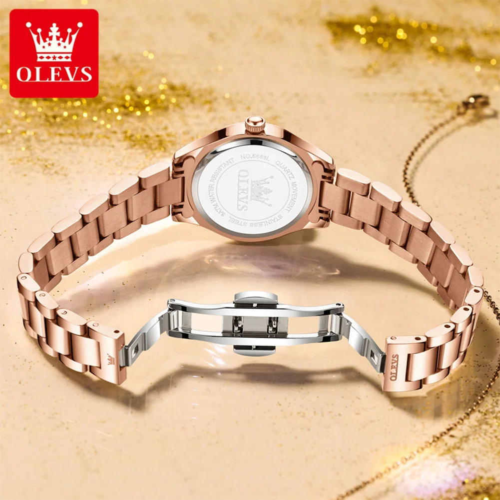 OLEVS 5683 Brand original authentic watch for woman Gift Box Solid steel belt fashion quartz women's watch