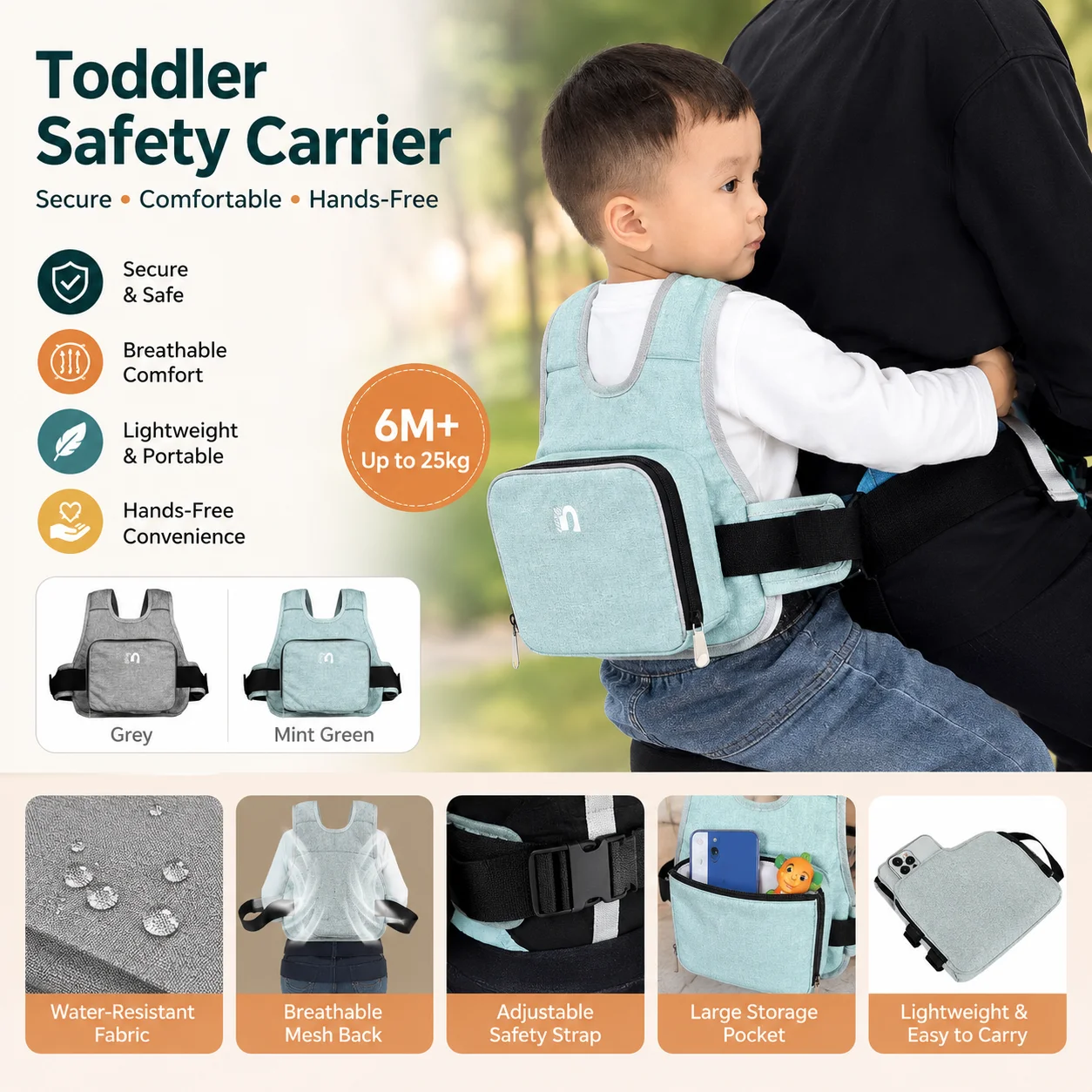 Correa de seguridad ajustable para niños – cinturón universal para bicicleta y motocicleta