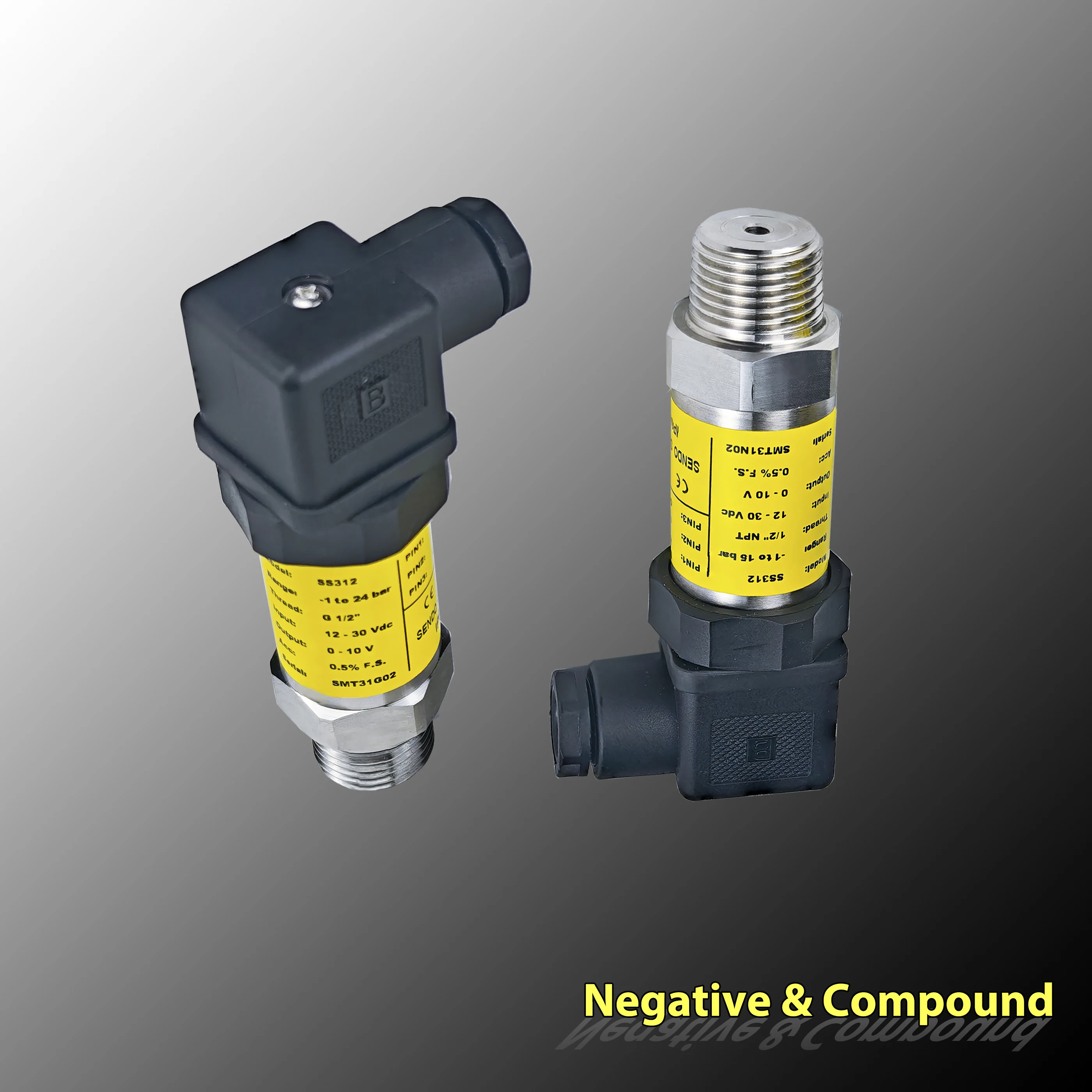 Negative Compound Absolute Pressure Sensor Transmitter 4bar 10bar 600 KPa Abs -1 to 0.6 Bar -1 5 Bar -1 3 Bar -1 0bar DIN 43650A