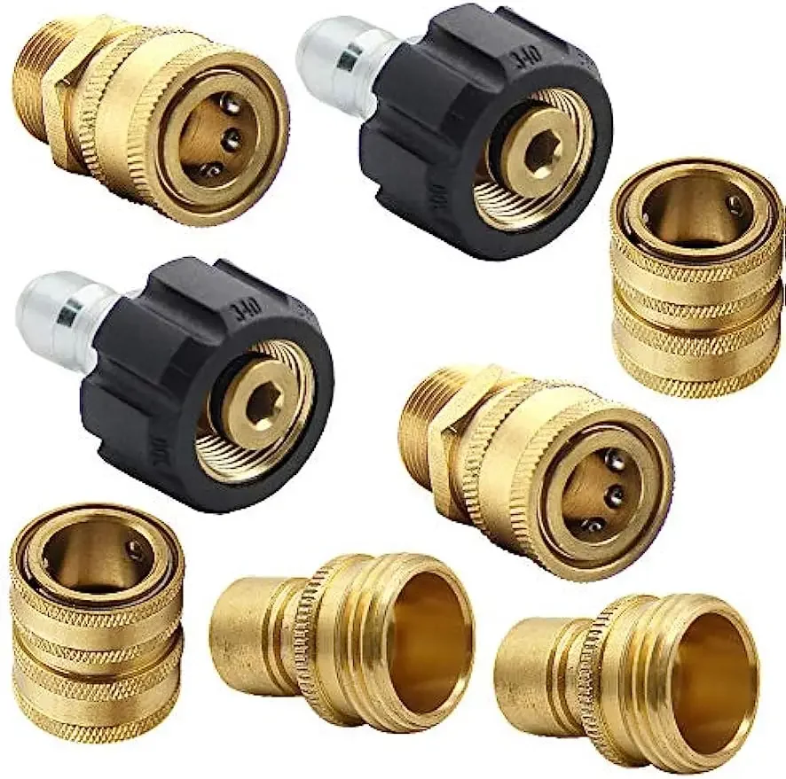 

8pcs Pressure Washer Adapter Set, Quick Disconnect Kit, M22 Swivel To 3/8'' Quick Connect, 3/4" To Quick Release
