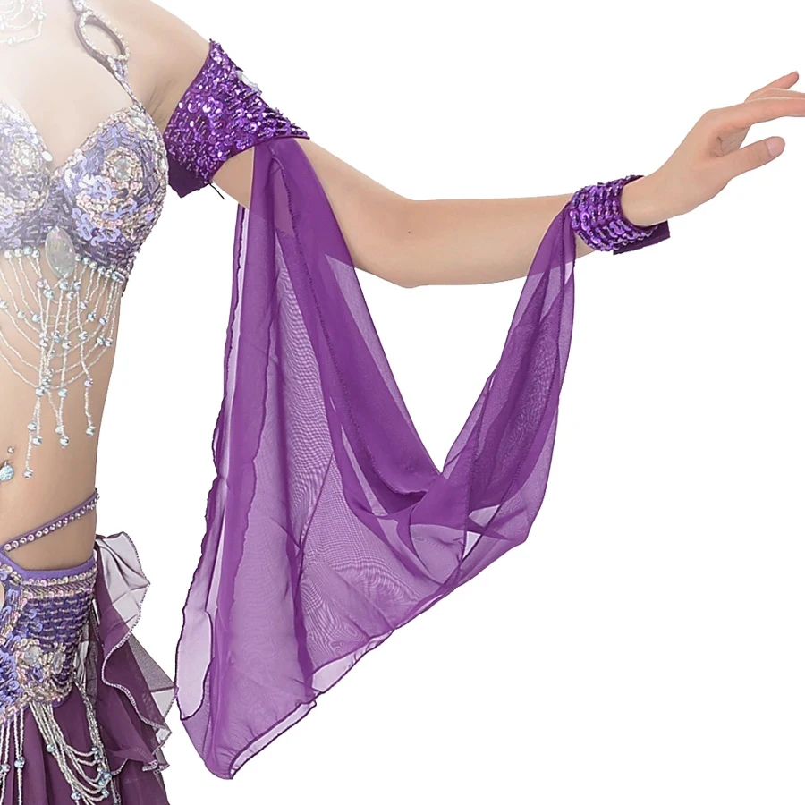 11 Colors Belly Dance Wear Accessories Oriental Dance Accessories Arm Sleeves Adjustable Chiffon Sequins Armbands (1 Piece Only)