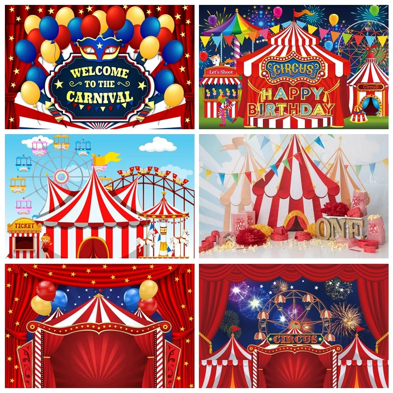 

Circus Carnival Party Backdrop Decor Newborn Baby 1st Birthday Clown Play Show Children Portrait Photography Background