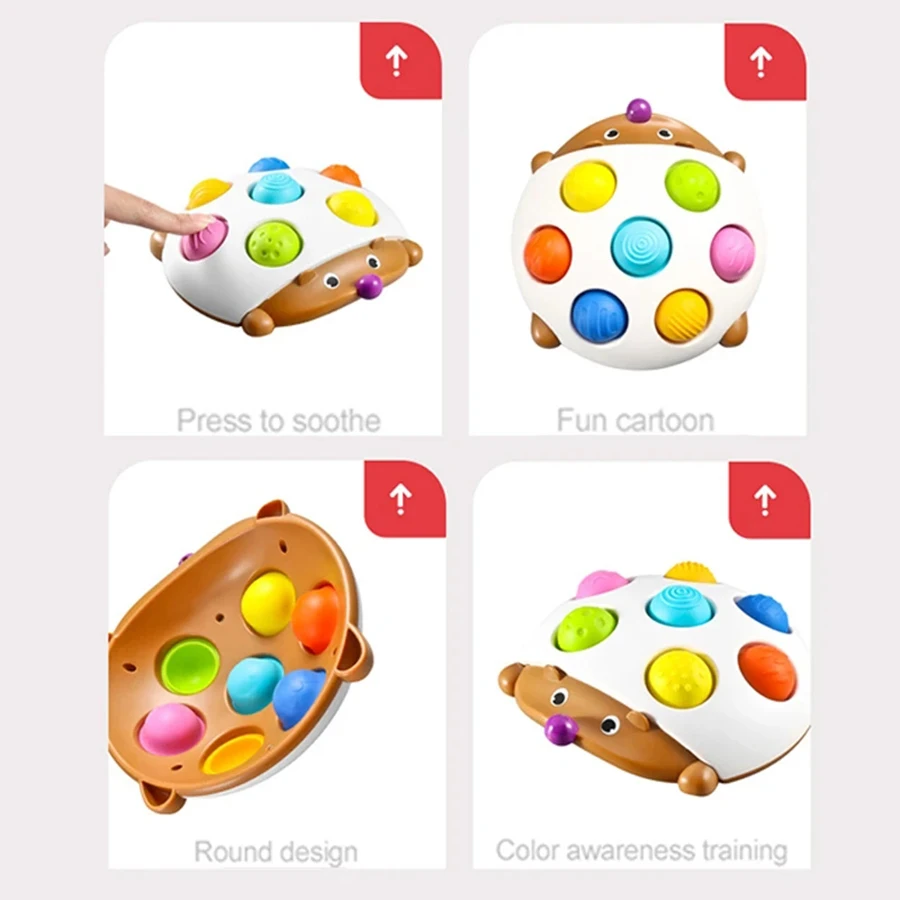 Baby Montessori Soft Fidget Sensory Toy Hedgehog Simple Dimple Tactile Developing Finger Exercise Board Toy For Baby 0 36 Months