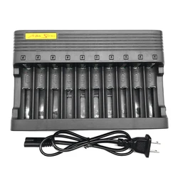 Battery Charger EU US 10slots Smart Lithium Charging 16340 14500 18650 18500 USB Output Li-ion Rechargeable Battery Charger Wire