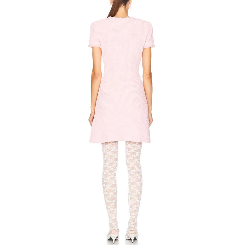 Spring/summer new Y2K high quality wool blend knit skirt Fashion commute front pocket fashion workwear knee length A-line skirt