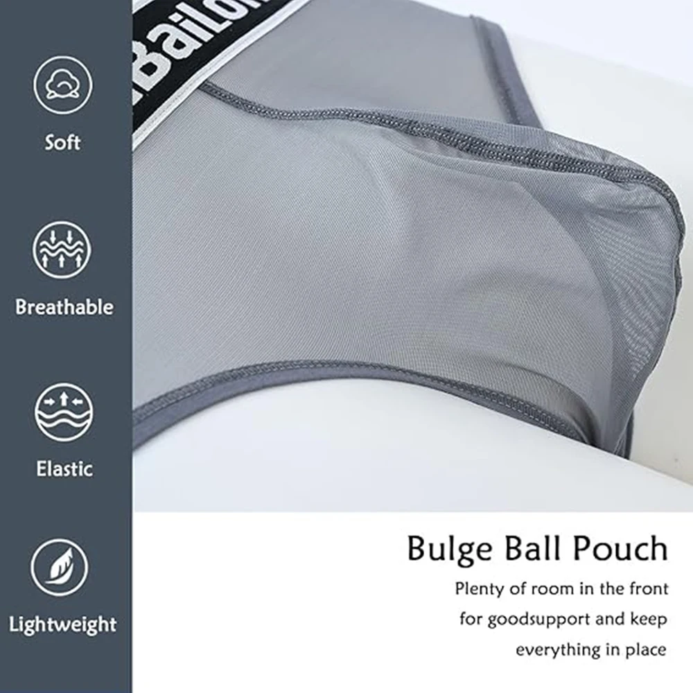 ZONBAILON Men's Sexy Underwear Briefs See Through Mesh Breathable Briefs with Bulge Ball Pouch Brief For Men