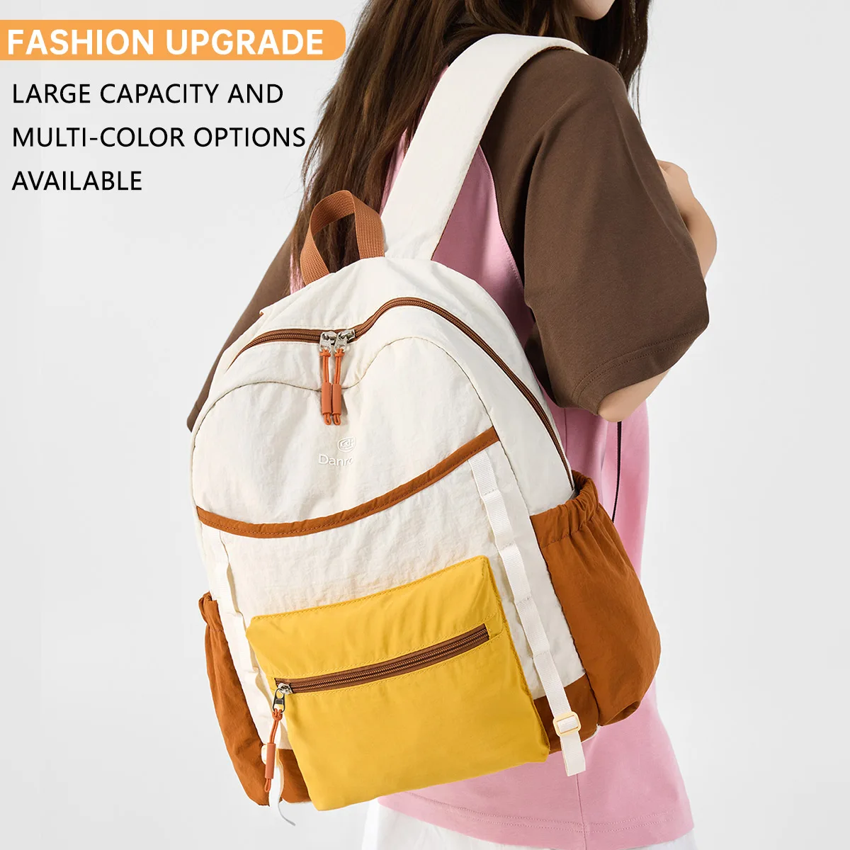 

Simple Color-Blocking High School Student Backpack for Women, 2026 New Model, Large Capacity Backpack for Men, Lightweight Travel Backpack for Short Trips