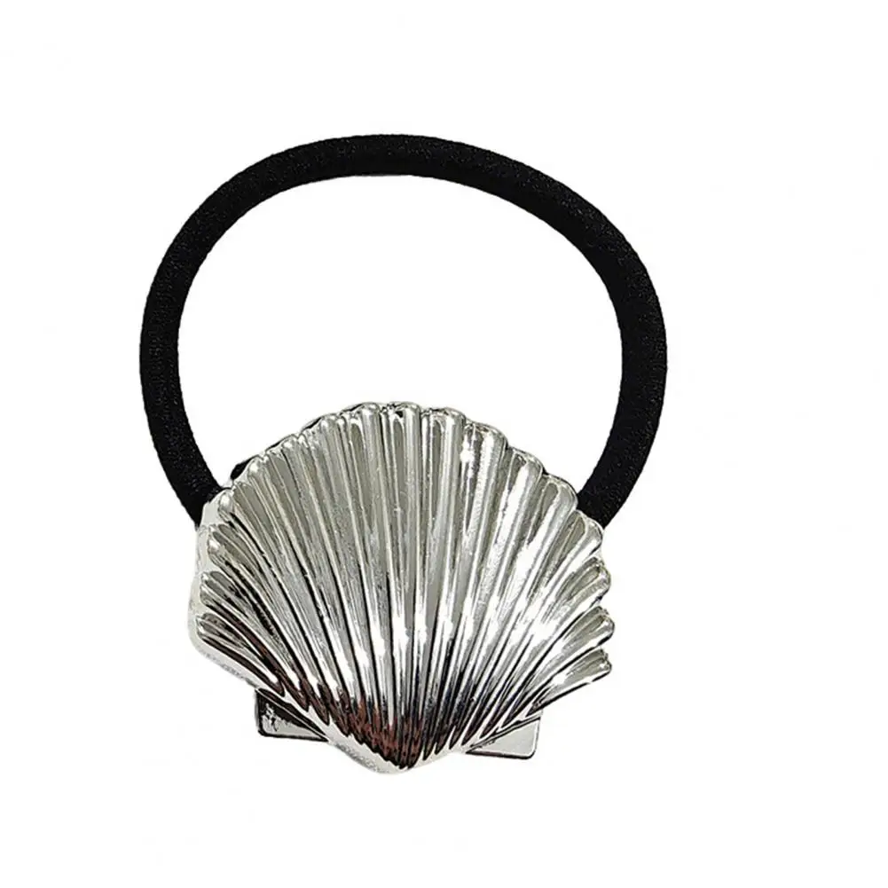 

Elastic Hair Band Stretchy Hair Tie 3pcs Women Hair Ties Set with Metal Conch Shell Starfish Charms Soft Elastic for Styling