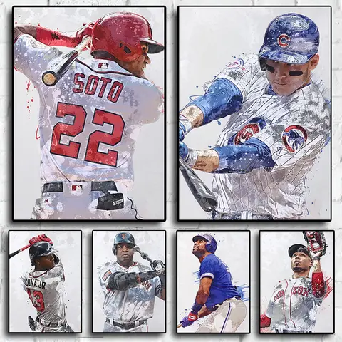 Moderne Aquarell malerei Sport Baseball Sportler Leinwand druck Poster für Wohnzimmer Büro Wand kunst Wohnkultur Bilder