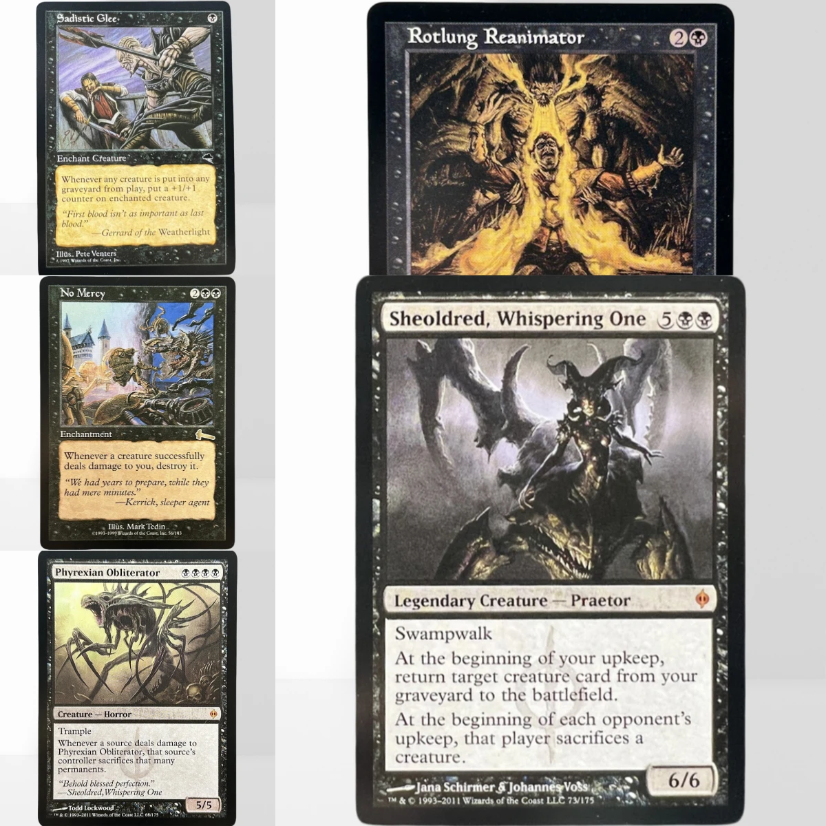 Carta Proxy Mágica TCG REGULAR 18-1-N-S: No Mercy, Urza's Quicksilver, Replenish, Reverent Mantra, Ocelot Prid, German Black Core Cardstock
