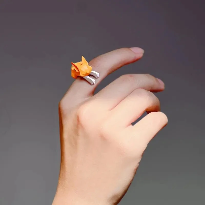 Fox Wraps Fingers Soft/Design Sense Orange Fox Open Ring One Size Small Cute and Lazy Little Fox InsStyle Exquisite Jewelry Gift