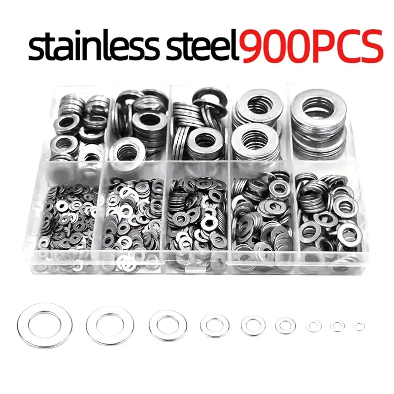 BAAR-Ultradunne vulring Plain M2 tot M 12 Ultradunne platte sluitring 1 set Verstelbare 304 roestvrijstalen pakkingsetdoos