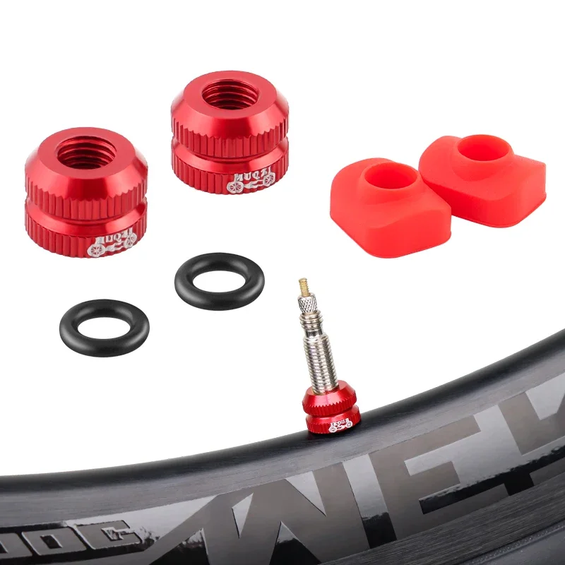 MUQZI 2Pcs Fahrrad Tubeless Reifen Presta Ventil Mutter MTB Road Fahrrad Felge Aluminium Ultraleicht Ventil Kappe Radfahren Reparatur Teile