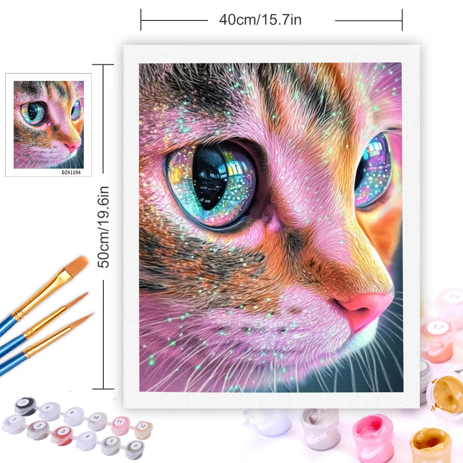 

GATYZTORY DIY Painting By Number Cat Drawing On Canvas Gift Pictures By Numbers Animal Kits Hand Painted Paintings Art Home Deco