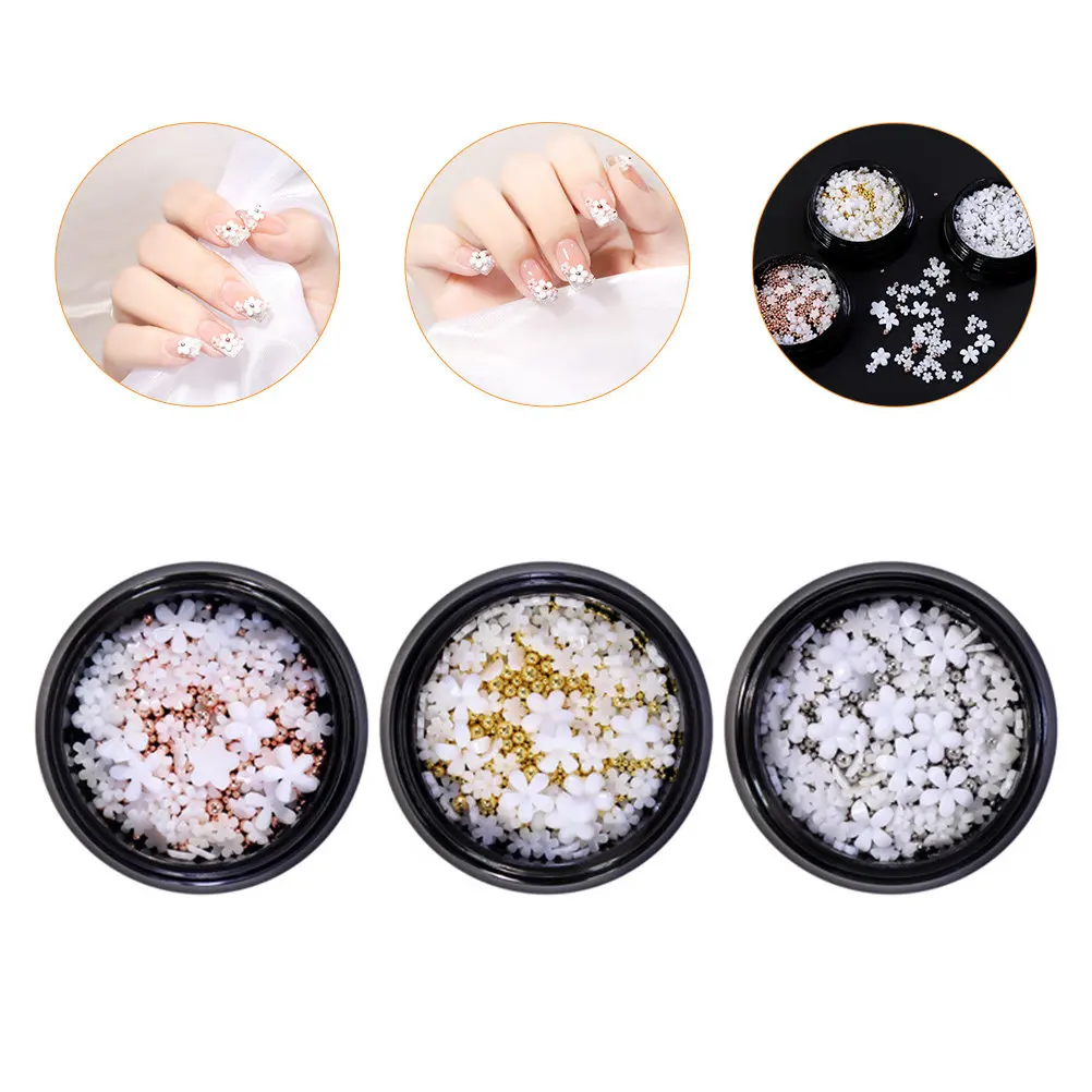 

3 Boxes Mini Resin Flower Nail Decor DIY 3D Nail Jewels for Natural Fake Nails Manicure Decoration Manicure DIY Accessory