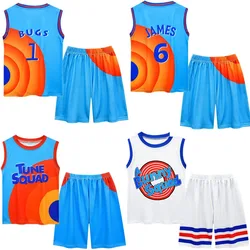 Chłopcy dziewczęta Space Jam 2 Jersey ubrania Tune Squad koszykówka kamizelka Cosplay szorty dres jednolity strój sportowy odzież dla dzieci