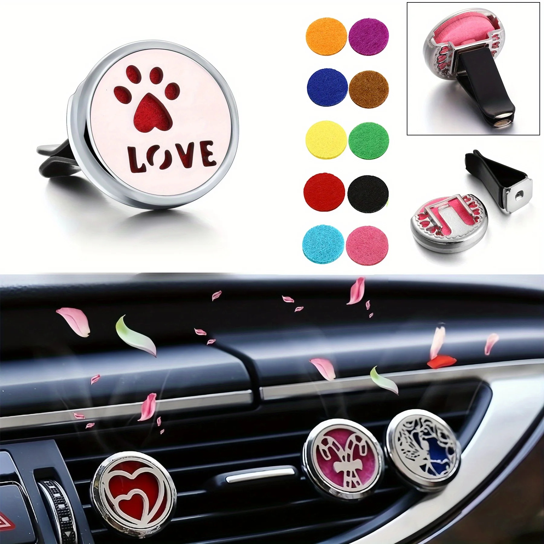 1pc Refillable Car Air Freshener Perfume Diffuser Clip, Auto Air Vent Car Interior Accessories, Car Aromatherapy Diffuser